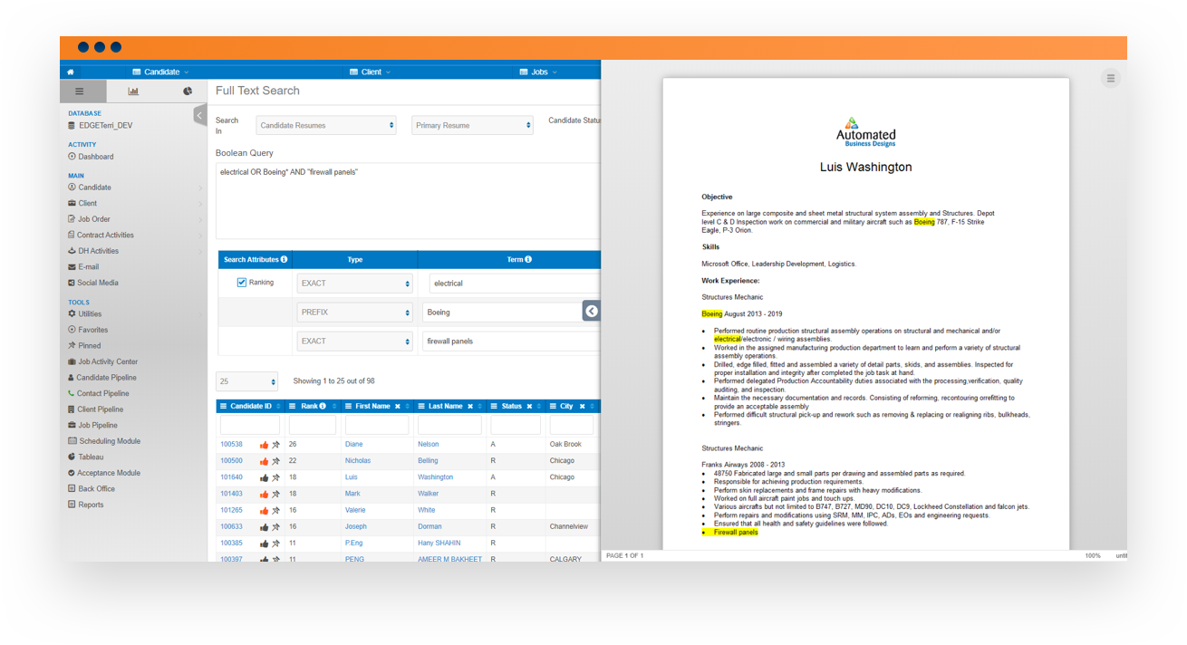 Software screenshot of resume import feature